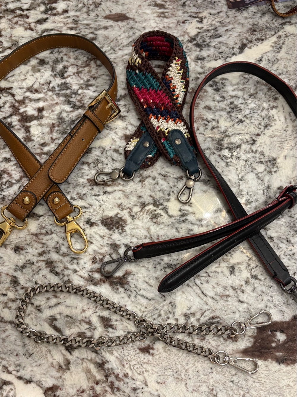 Four Crossbody chains replacement straps 4 Total, 2 adjustable 2 not adjustable